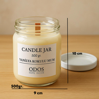 500gr Büyük Kokulu Cam Mum – Uzun Yanma Süreli, El Yapımı Candle Jar | Vanilya
