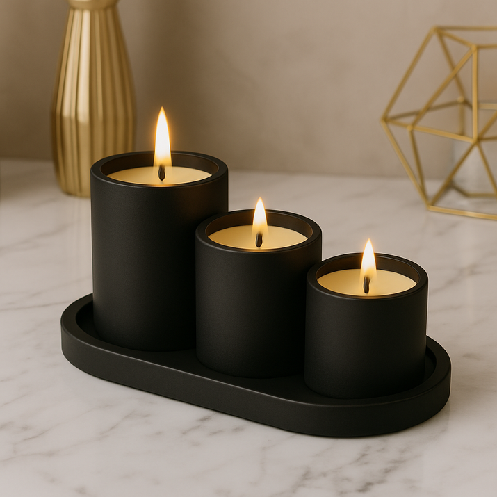 3’lü Beton Mum Seti | Minimal & Modern Tasarım