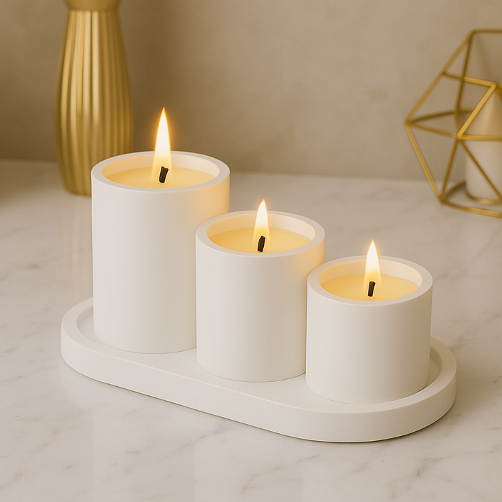 3’lü Beton Mum Seti | Minimal & Modern Tasarım