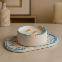 Kırık Taş Koleksiyonu - Tepsili Beton Mum Seti – Şık ve Dekoratif