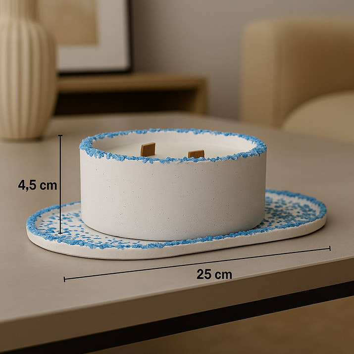 Kırık Taş Koleksiyonu - Tepsili Beton Mum Seti – Şık ve Dekoratif