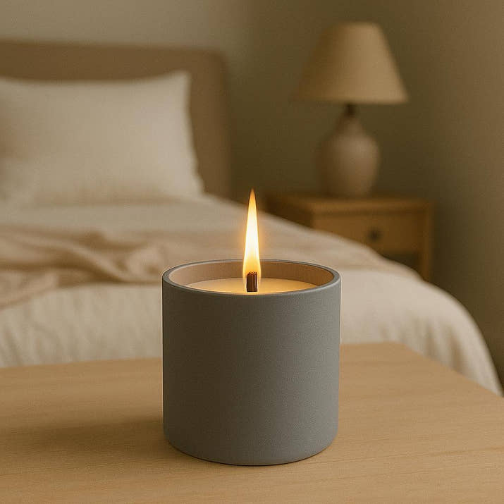 El Yapımı Kokulu Beton Mum – Lavanta, Vanilya, Çikolata Kokuları