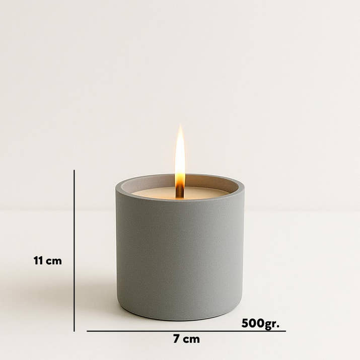 El Yapımı Kokulu Beton Mum – Lavanta, Vanilya, Çikolata Kokuları