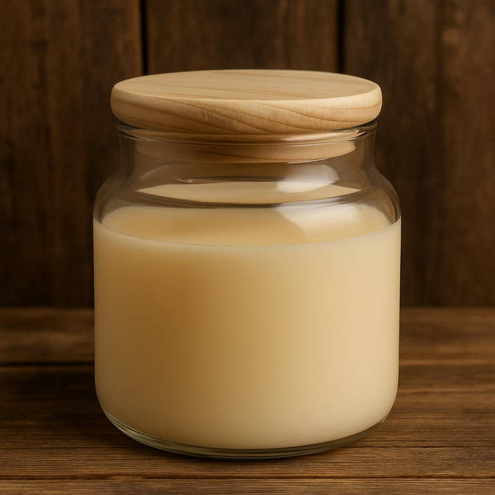 Bambu Kapaklı Cam Kavanoz Mum – 18 cm Yükseklik, Doğal & Şık Tasarım