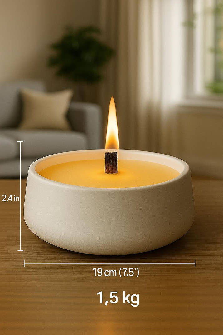 Vanilya Kokulu El Yapımı Büyük Beton Mum – 1,5 kg