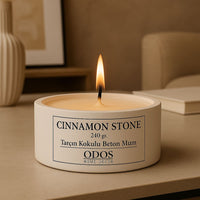 El Yapımı Vanilya Kokulu Beton Mum – 240 gr, Dekoratif Tasarım