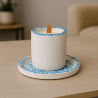 Kırık Taş Koleksiyonu Tepsili Beton Mumluk – Taş Detaylı, Dekoratif Tasarım