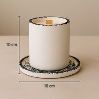 Kırık Taş Koleksiyonu Tepsili Beton Mumluk – Taş Detaylı, Dekoratif Tasarım