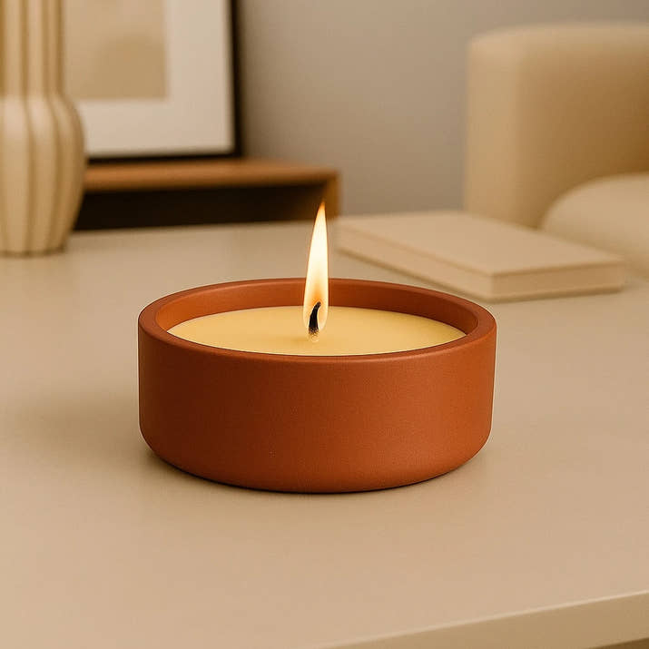 5'li Dekoratif Set – El Yapımı Kapaklı Mum, Vazo ve Mumluk ile Minimal Tasarım