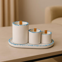 Kırık Taş Koleksiyonu 3’lü Taş Detaylı Beton Mum Seti – Dekoratif, Ahşap Fitilli