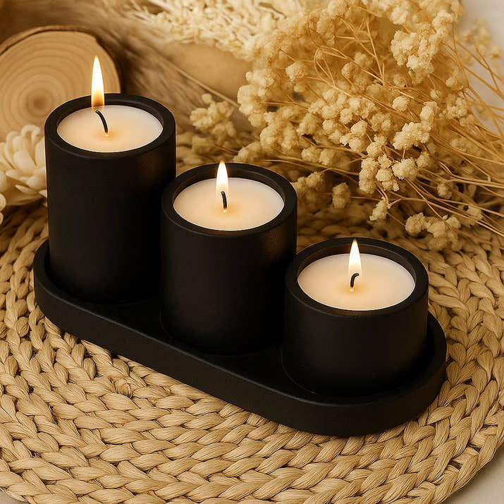 3’lü Beton Mum Seti | Minimal & Modern Tasarım