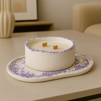 Kırık Taş Koleksiyonu - Tepsili Beton Mum Seti – Şık ve Dekoratif